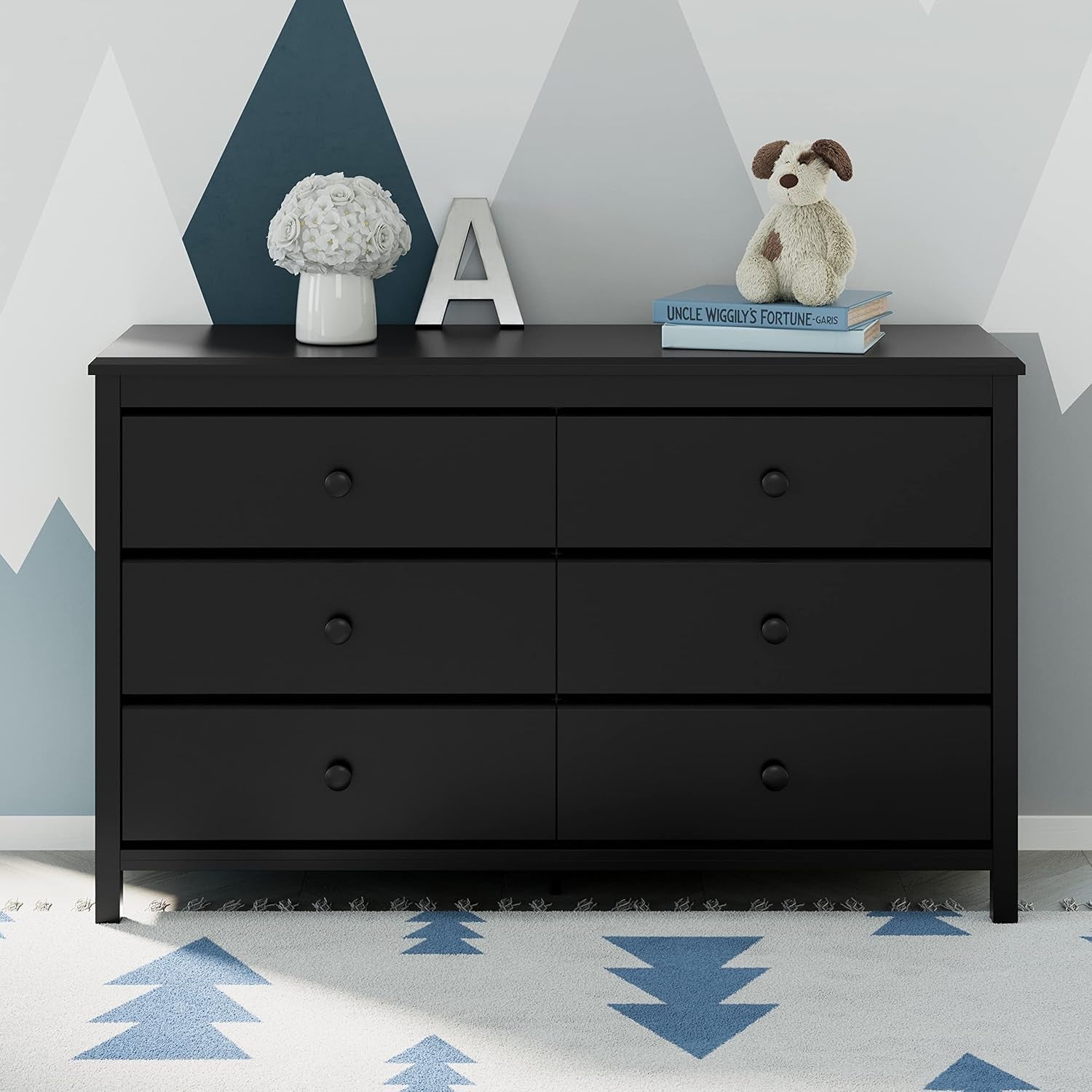 greenguard gold certified nursery dresser Alpine 6 Drawer Black Furniture sequin+lengha