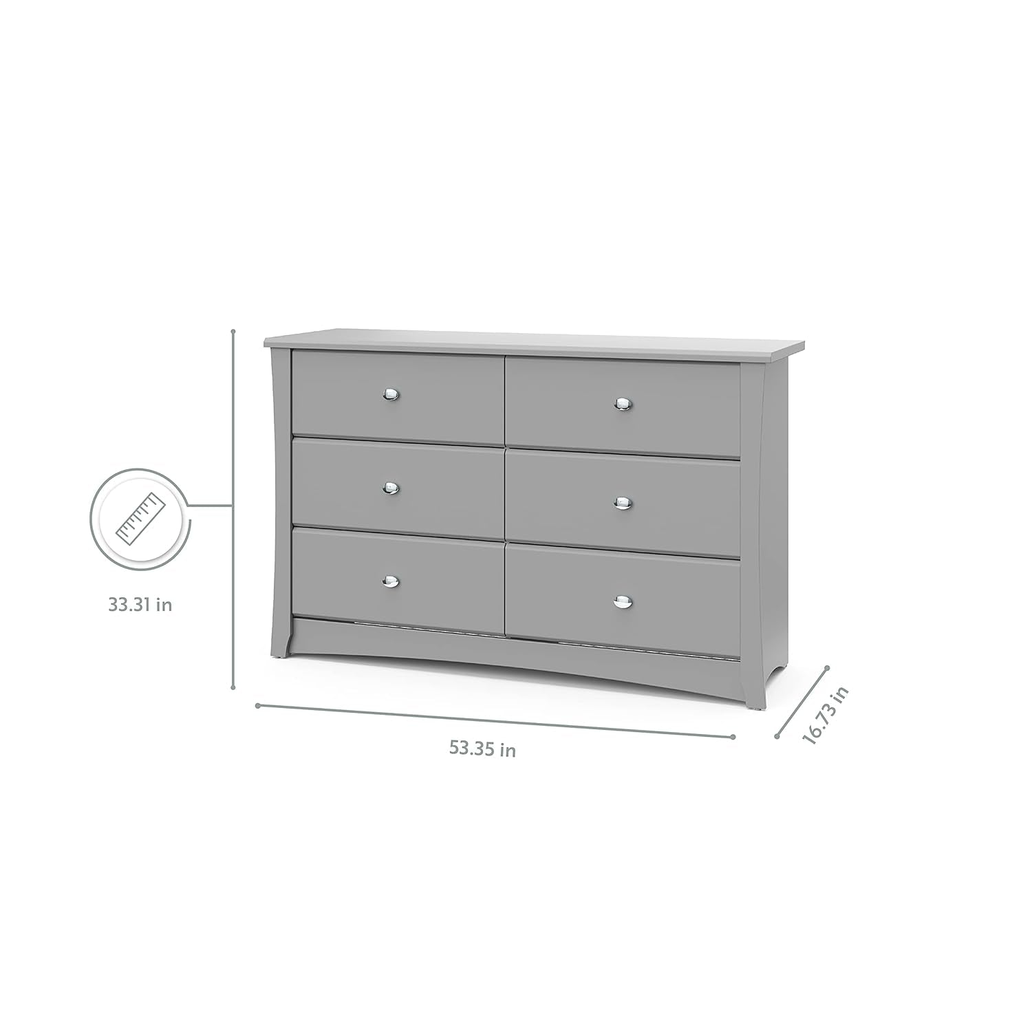 Crescent 6 Drawer Dresser Pebble Gray Nursery Organizer