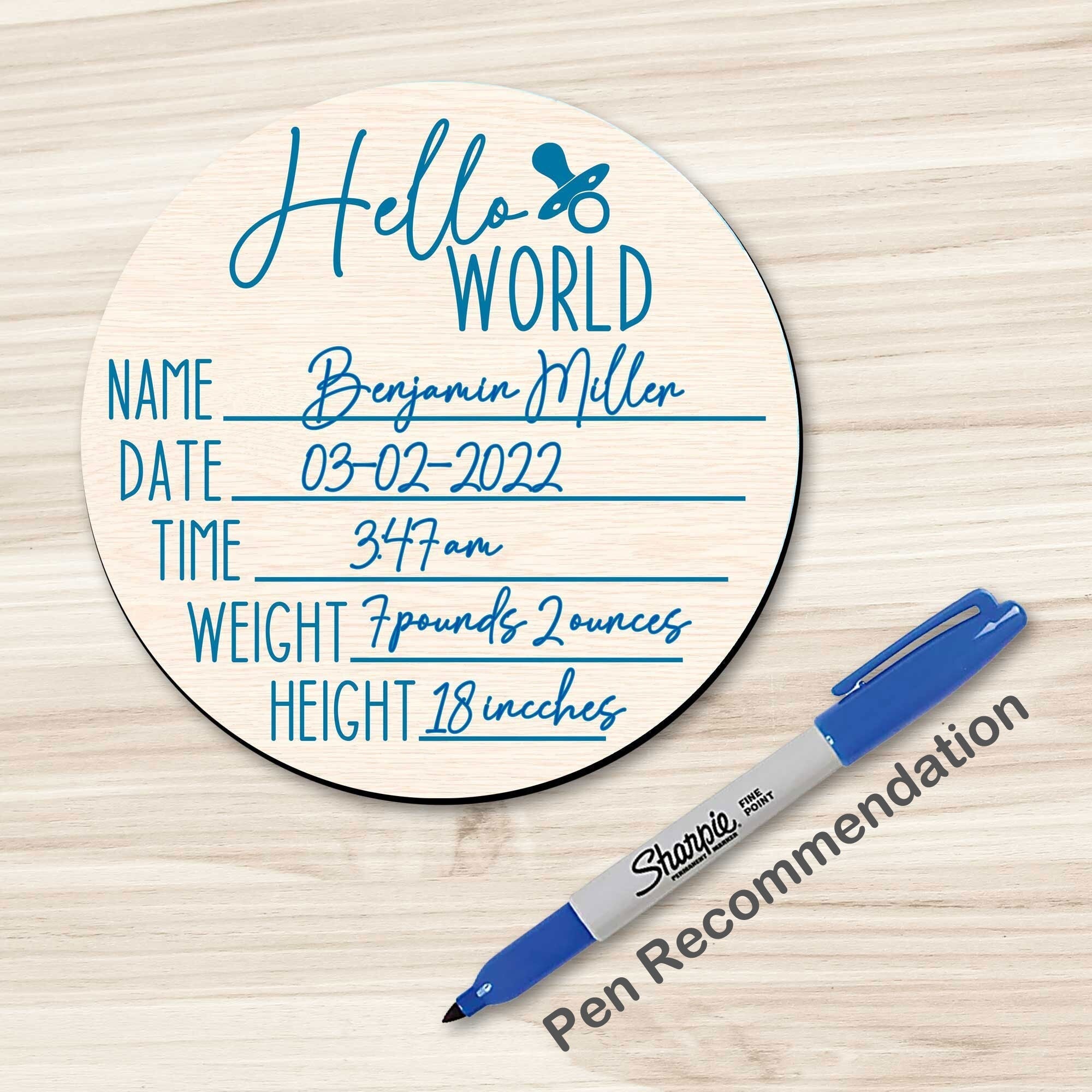 Hello World New Baby Sign - Birth Announcement - Birth Stats Sign - New Mom Gift 961046