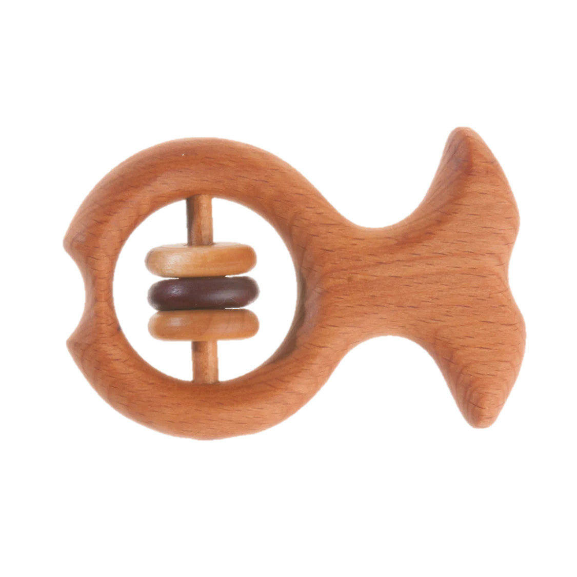 Organic Wooden Rattle-Teether Fish