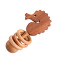 Organic Wooden Rattle-Teether Seahorse