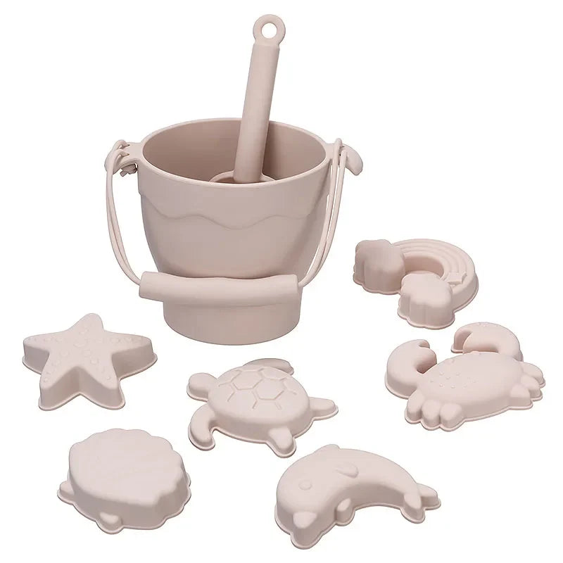8 pcs set beach toys in food grade silicone multivariant