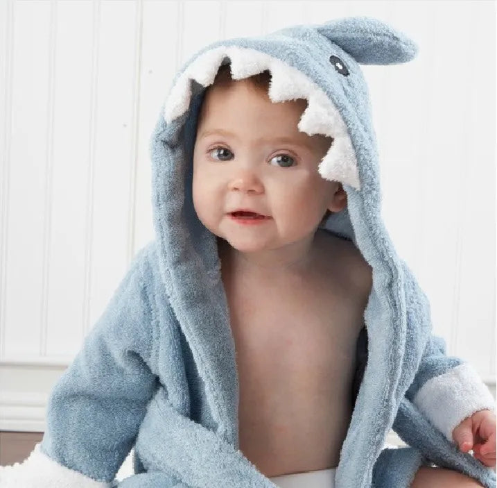 Baby Blue Shark Cotton Bathrobe