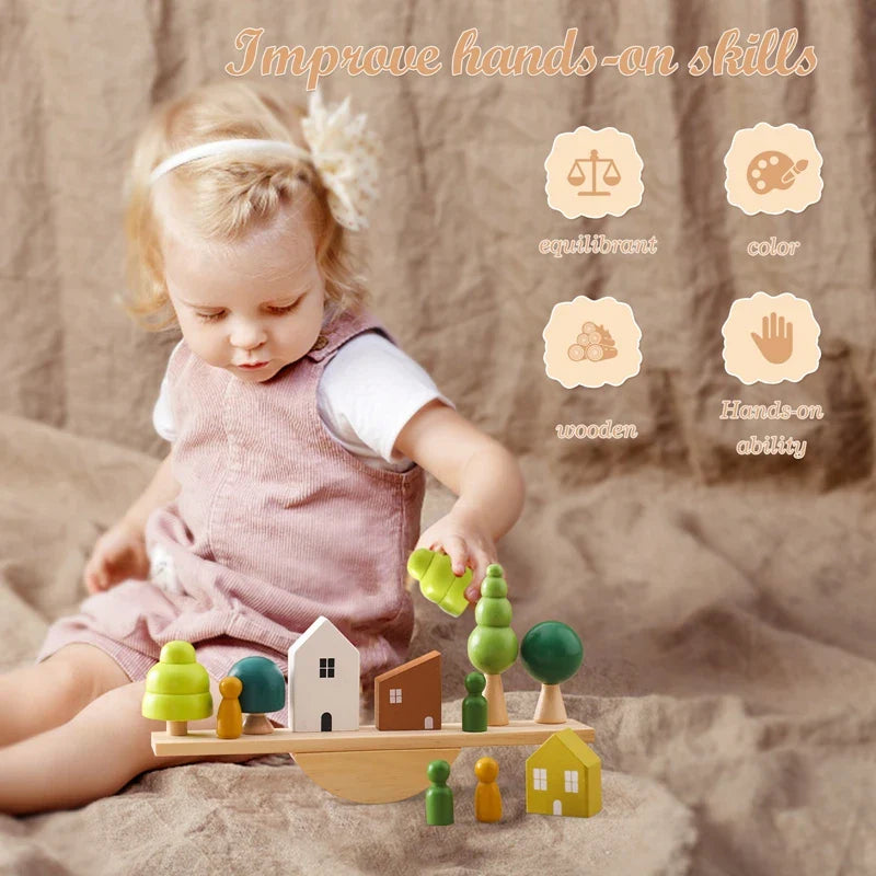 Montessori Wooden Toy Stacking & Threading for children multi-variant