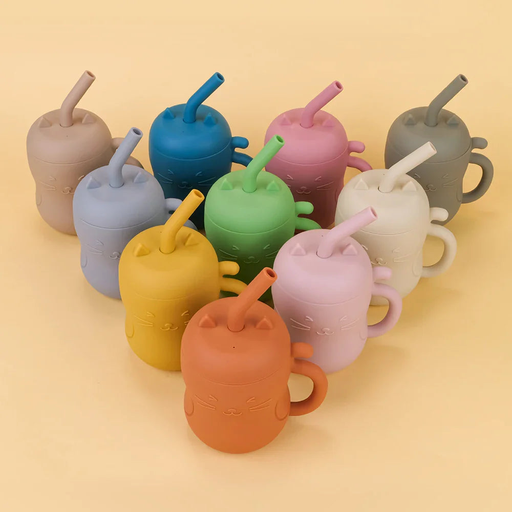 Silicone Straw Water Bottle for Children