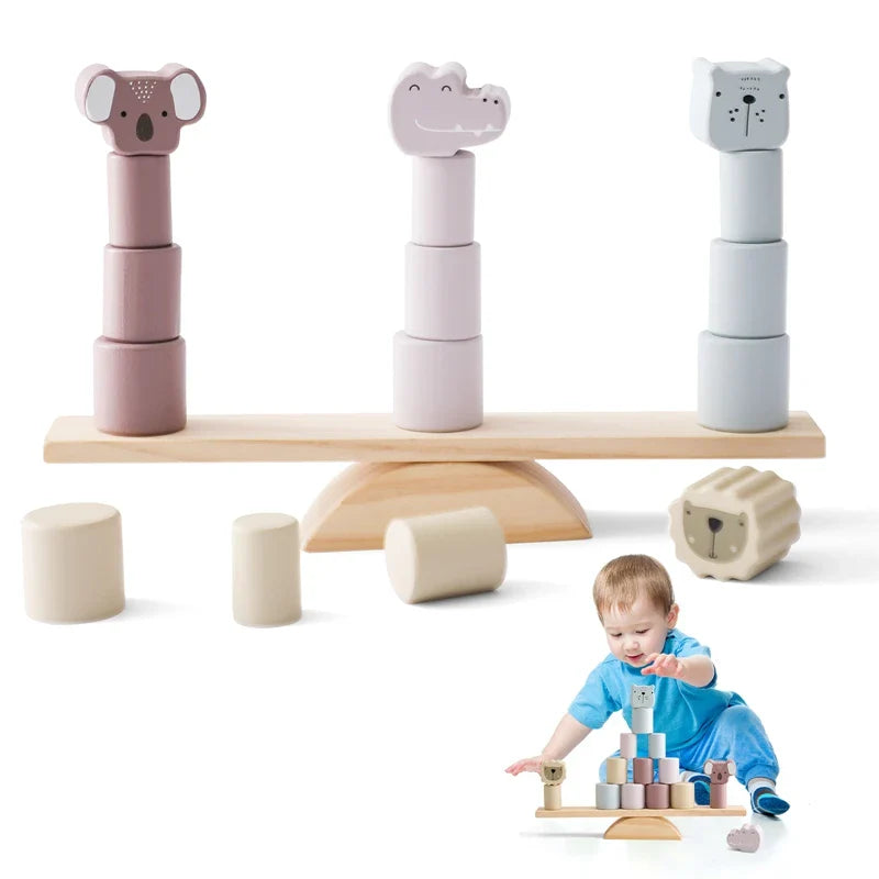 Montessori Wooden Toy Stacking & Threading for children multi-variant