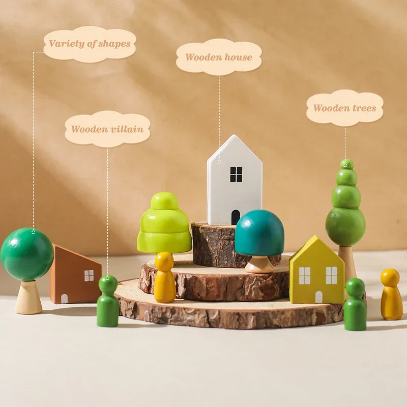 Montessori Wooden Toy Stacking & Threading for children multi-variant