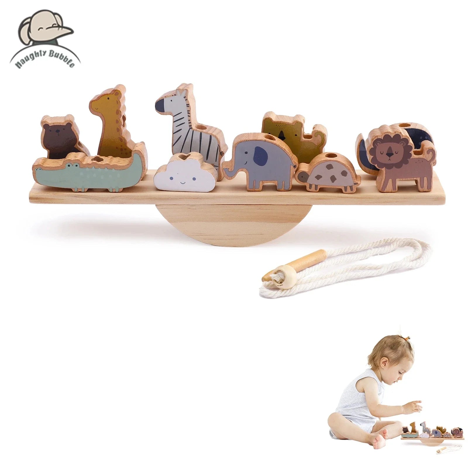Montessori Wooden Toy Stacking & Threading for children multi-variant