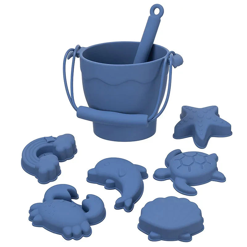 8 pcs set beach toys in food grade silicone multivariant