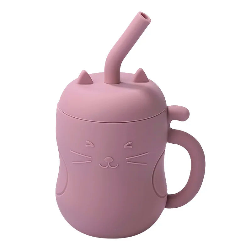 Silicone Straw Water Bottle for Children