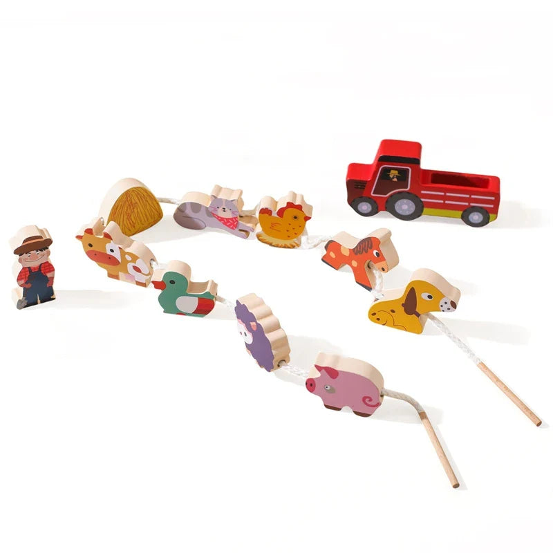 Montessori Wooden Toy Stacking & Threading for children multi-variant
