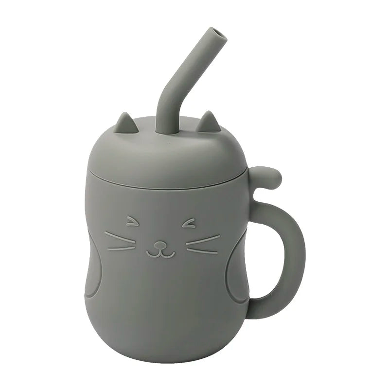 Silicone Straw Water Bottle for Children