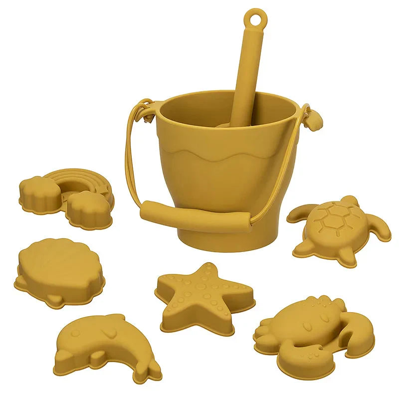 8 pcs set beach toys in food grade silicone multivariant
