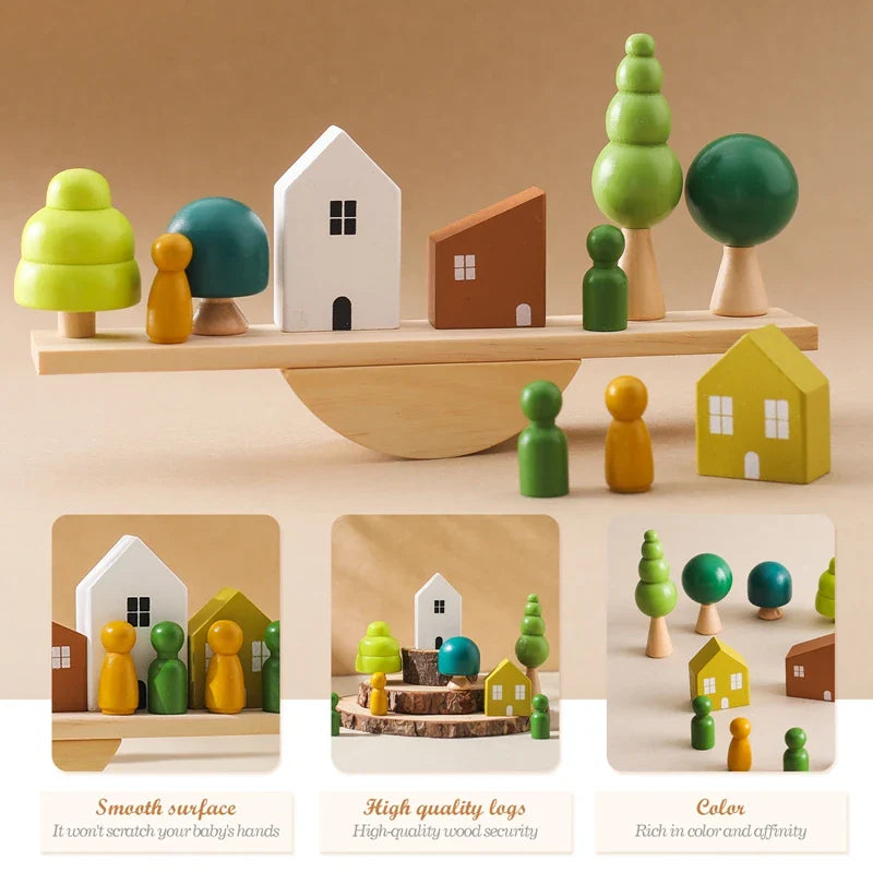 Montessori Wooden Toy Stacking & Threading for children multi-variant