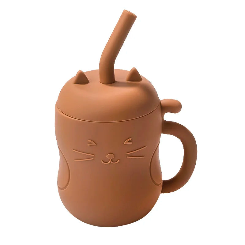 Silicone Straw Water Bottle for Children