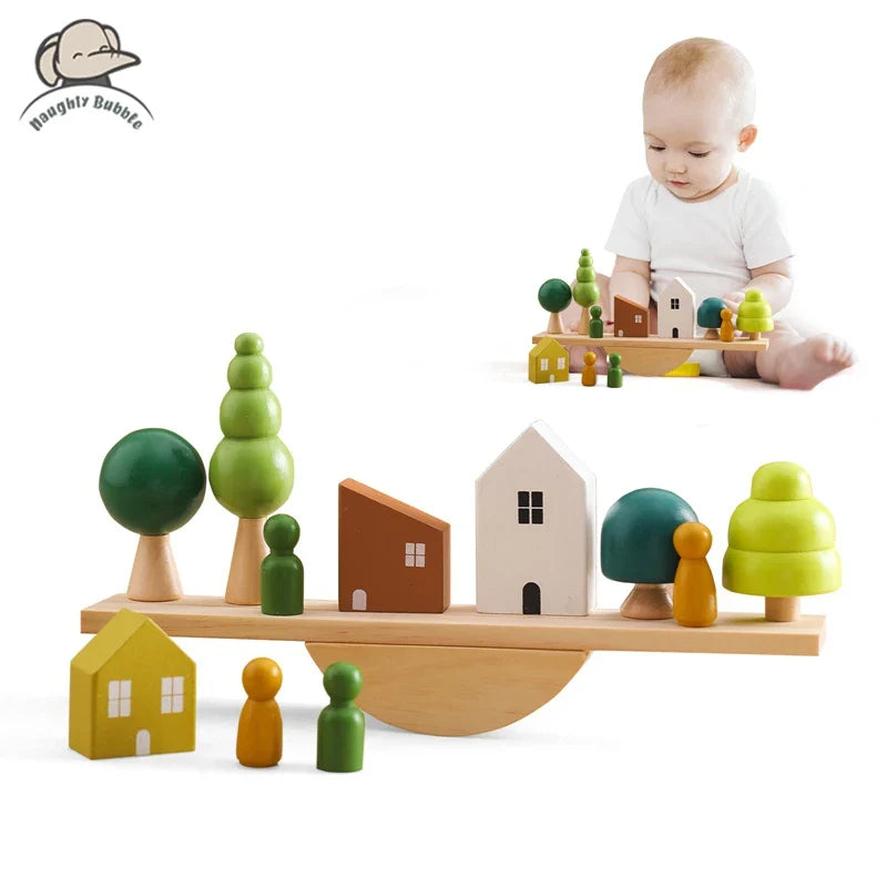 Montessori Wooden Toy Stacking & Threading for children multi-variant