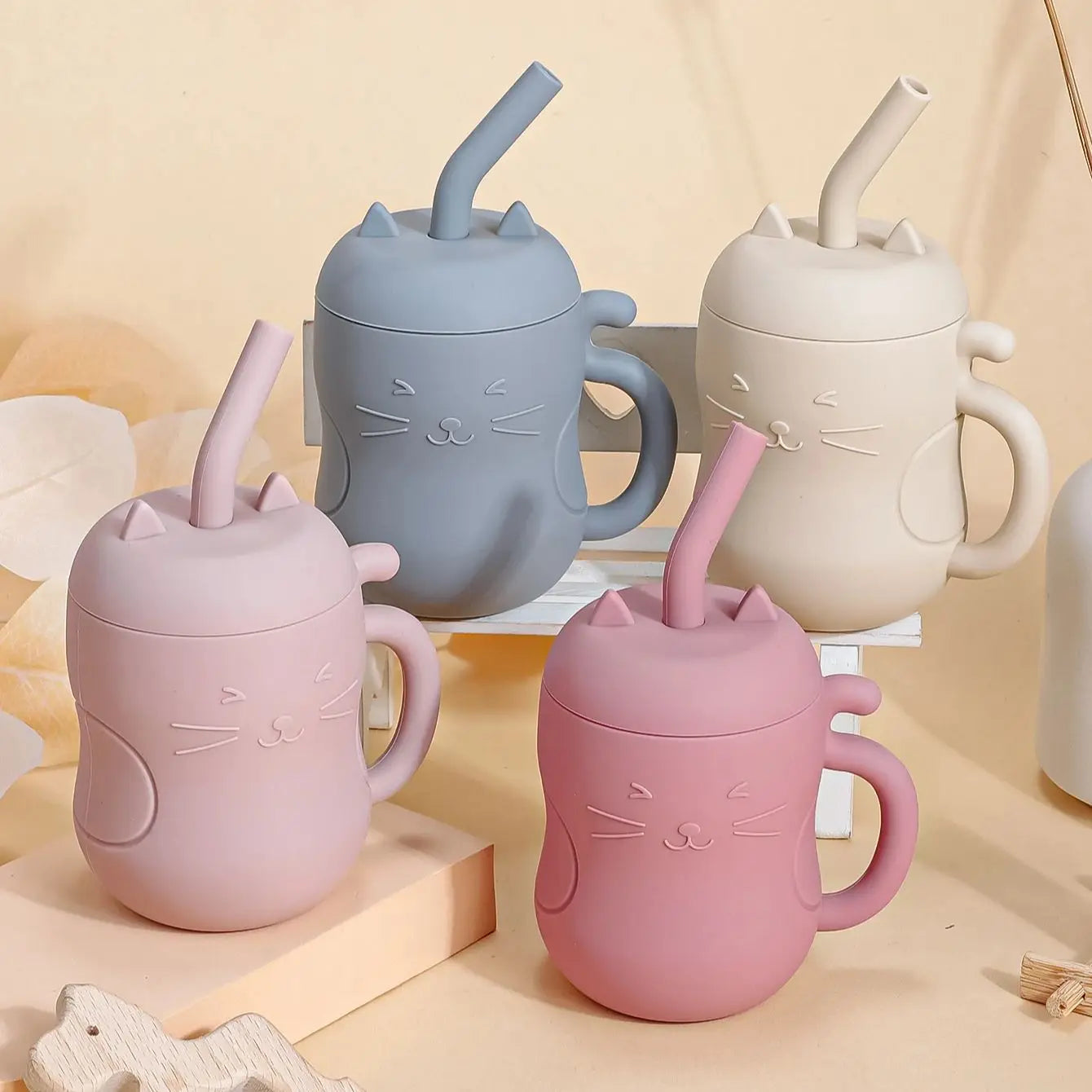 Silicone Straw Water Bottle for Children