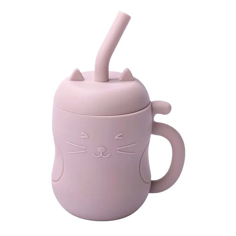 Silicone Straw Water Bottle for Children