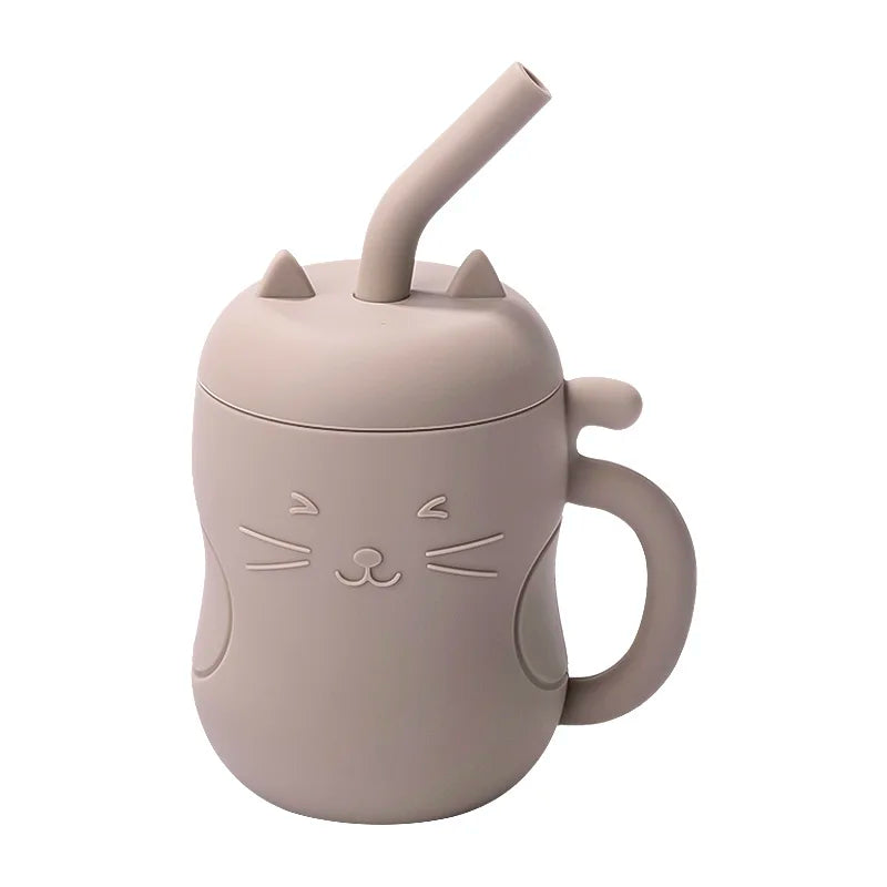 Silicone Straw Water Bottle for Children