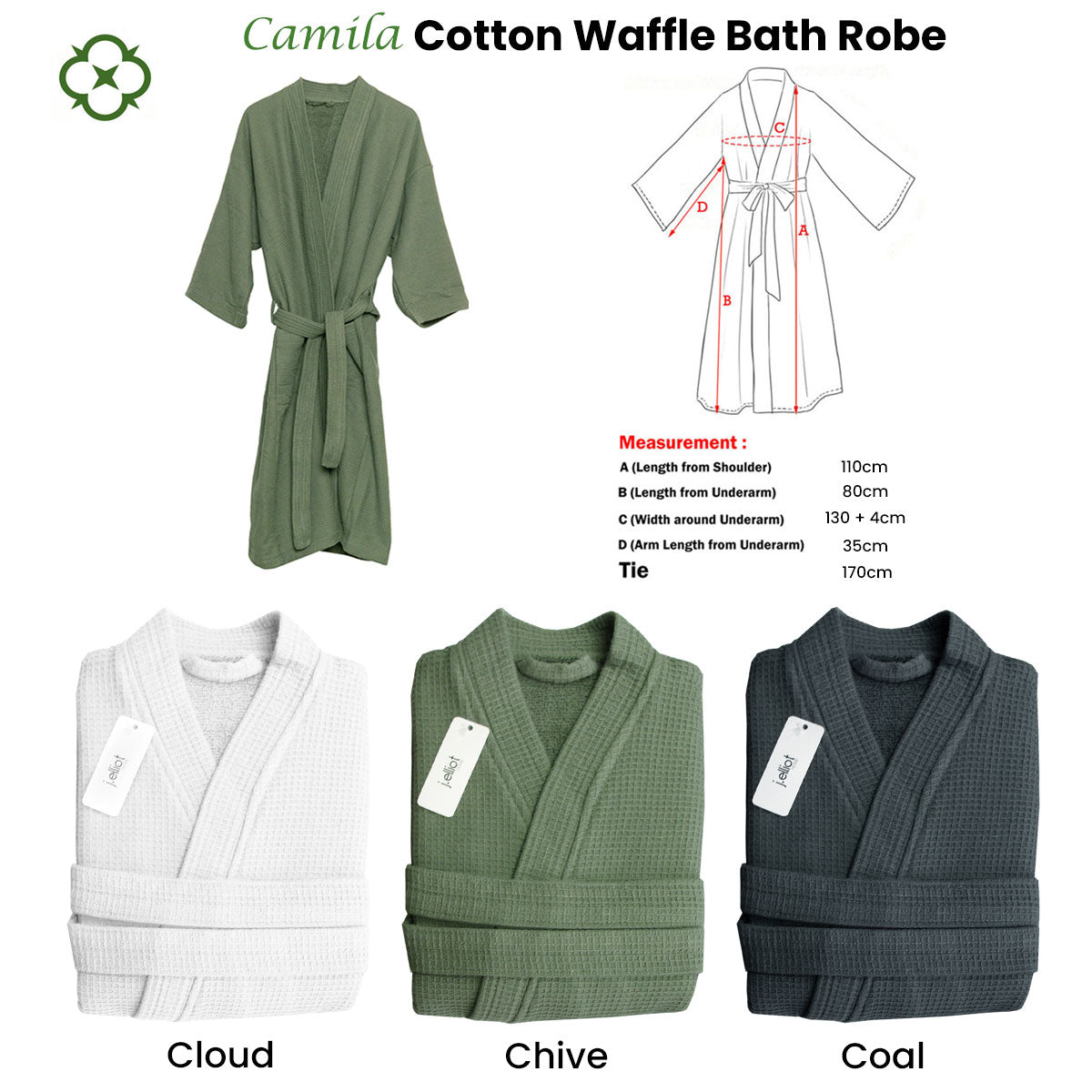 Home Camila Cotton Waffle Bath Robe Chive