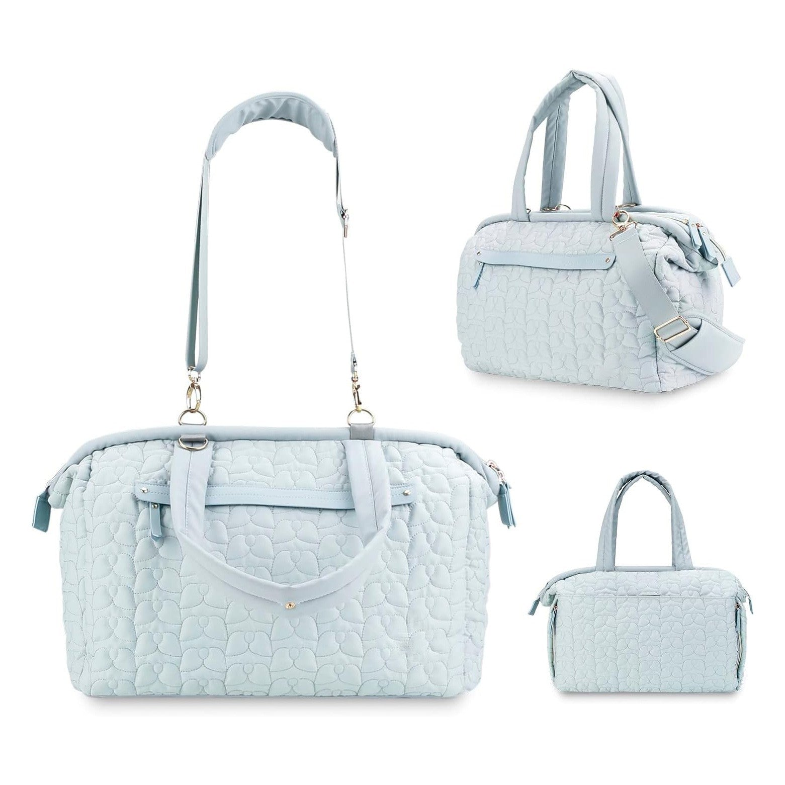 Blue Quilted Pattern Mommy Bag - Stylish Baby Diaper Bag for Moms