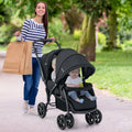 Folding Double Baby Stroller with Tandem Seating &amp; Canopy for Toddlers-Black