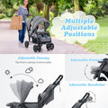 Folding Double Baby Stroller with Tandem Seating &amp; Canopy for Toddlers-Grey