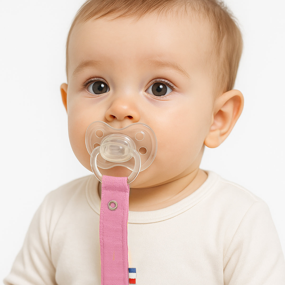 Organic Cotton Pacifier Clip - Pink