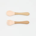 Baby Food Grade Wooden Handles Silicone Spoon Fork Cutlery