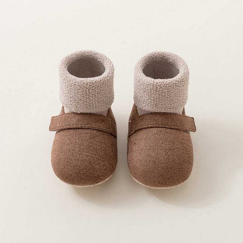 Winter Baby Girl Casual Color Patchwork Pattern Toddler Soft-Sole Walking Shoes