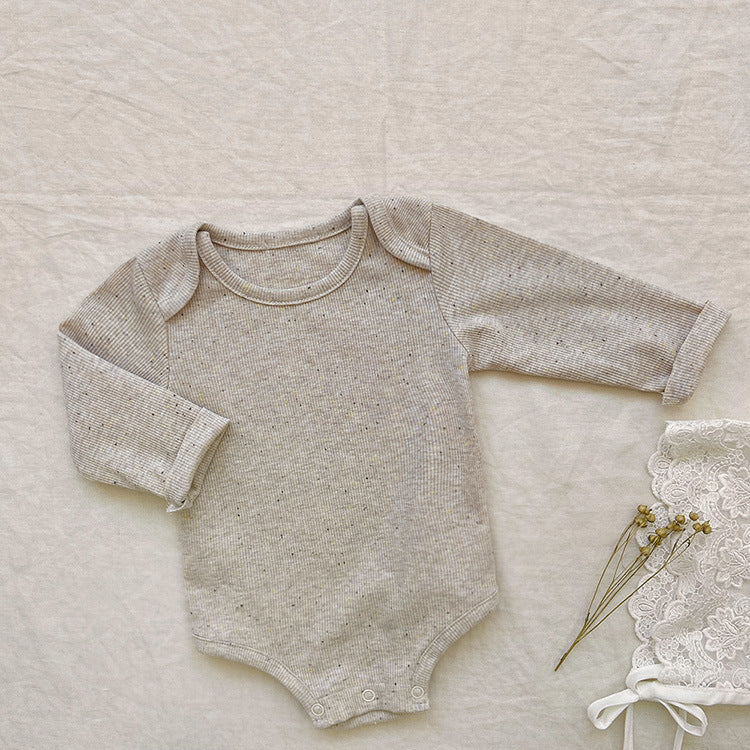 Baby Solid Color Pit Strip Fabric Long Sleeve bodysuit Or Jumpsuit (Without Hat)
