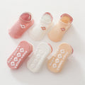 Kid Embroidered Pattern Color Matching Design Non-Slip Socks 1 Lot =3 Pairs-1