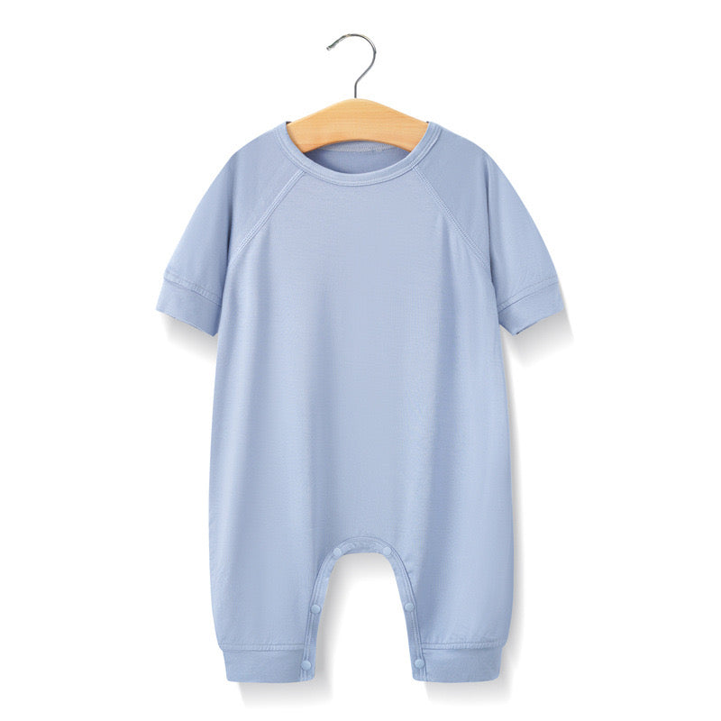 Baby Solid Color Medium Sleeve Summer Onesie Jumpsuit Pajamas
