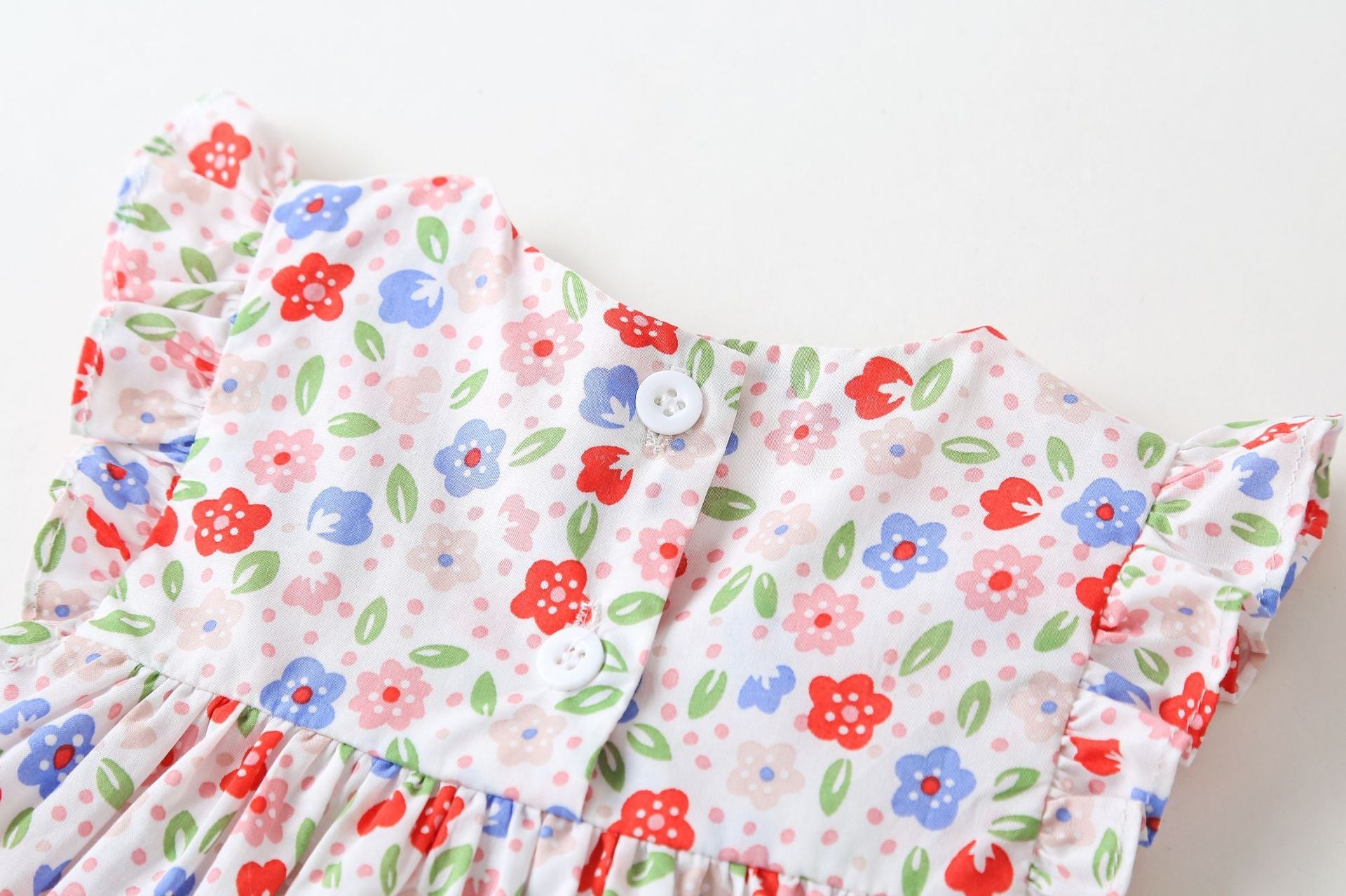 Baby Girls Floral Print Pattern With Bow Tie Design Round Collar Sleeveless Princess Newborn bodysuit Dress