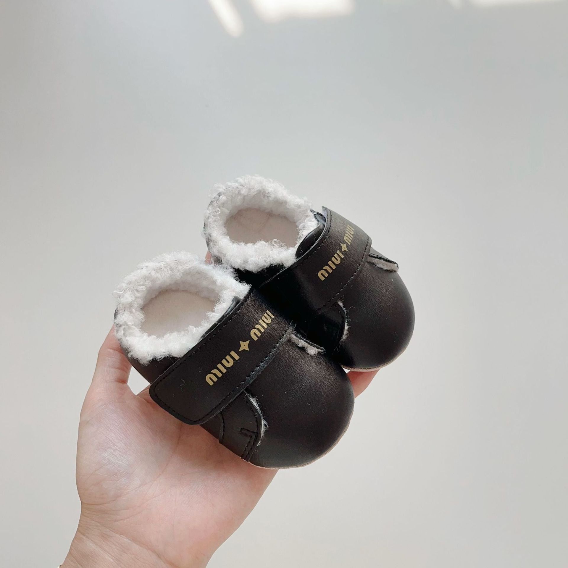 Winter Hot Selling Baby Letters Print Cozy Fleece Toddler Walking Shoes-3