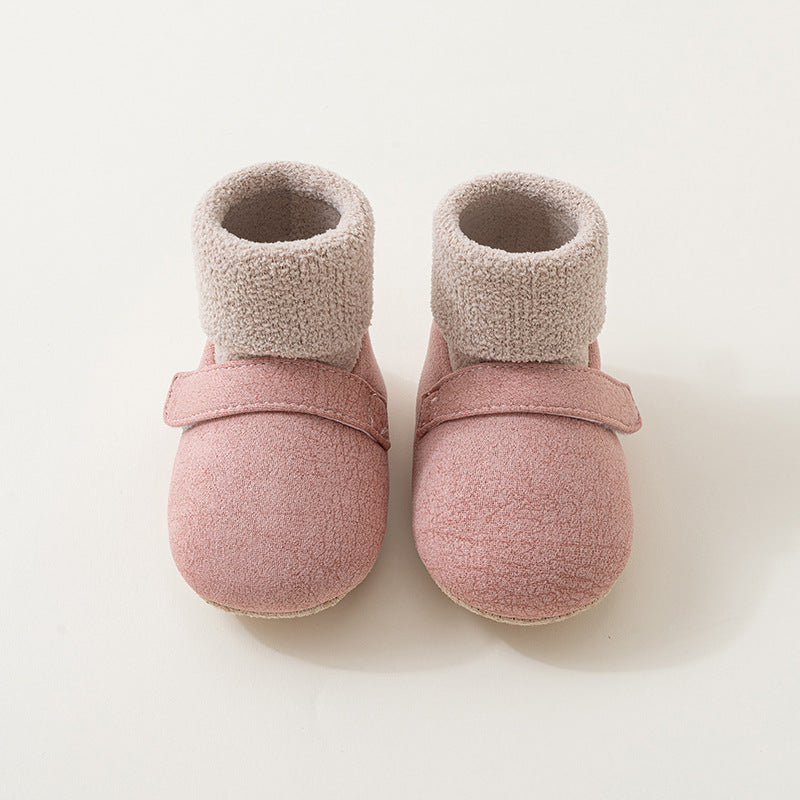 Winter Baby Girl Casual Color Patchwork Pattern Toddler Soft-Sole Walking Shoes