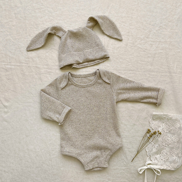 Baby Solid Color Pit Strip Fabric Long Sleeve bodysuit Or Jumpsuit (Without Hat)