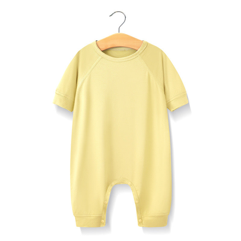 Baby Solid Color Medium Sleeve Summer Onesie Jumpsuit Pajamas