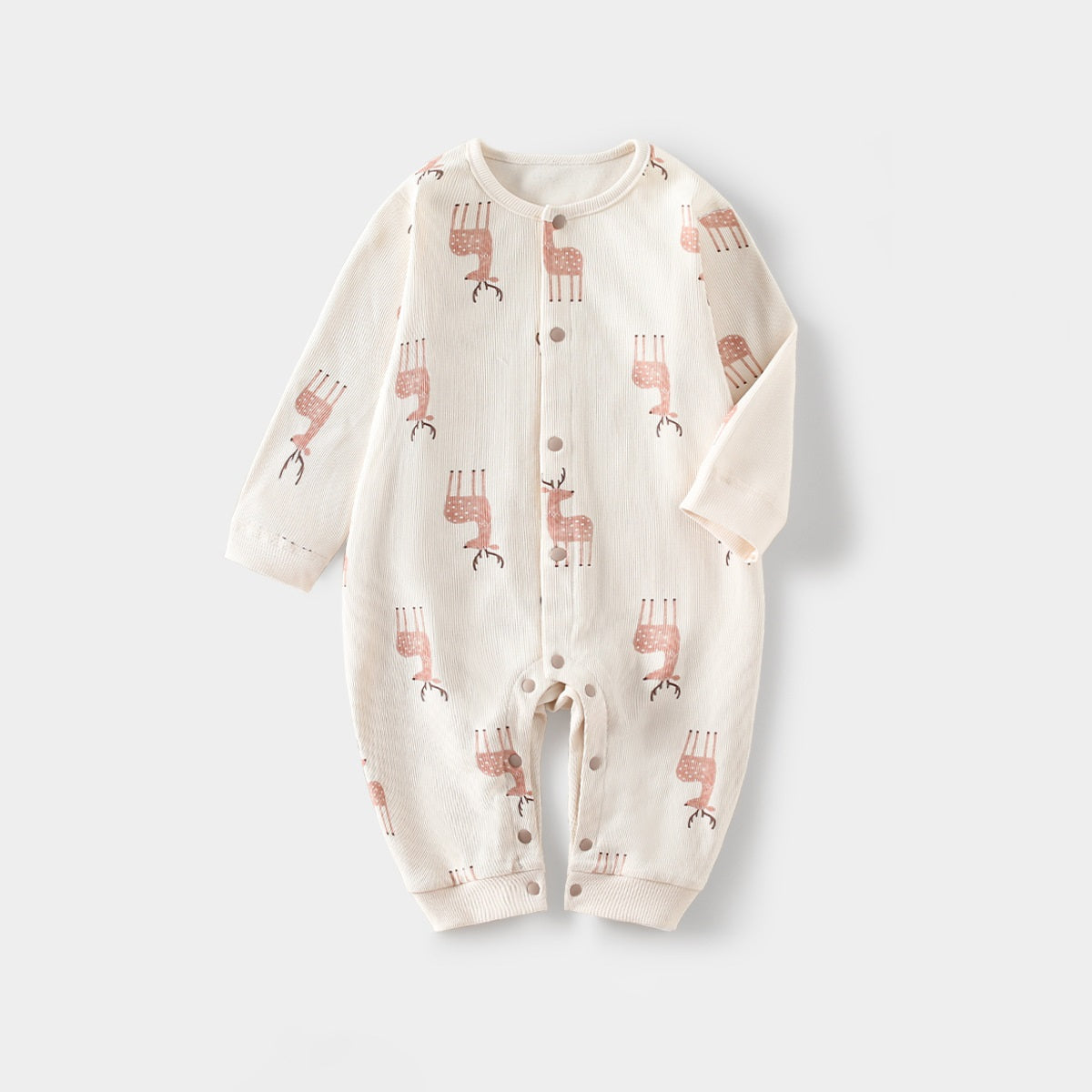 Spring Arrival Baby Unisex Long Sleeves Simple Pattern Rompers