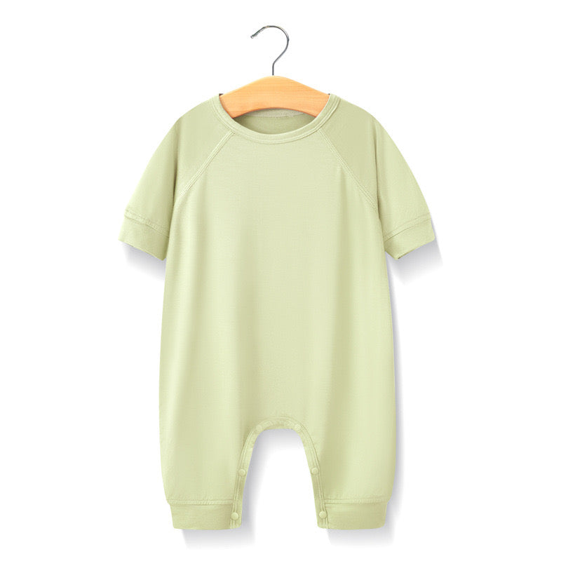 Baby Solid Color Medium Sleeve Summer Onesie Jumpsuit Pajamas
