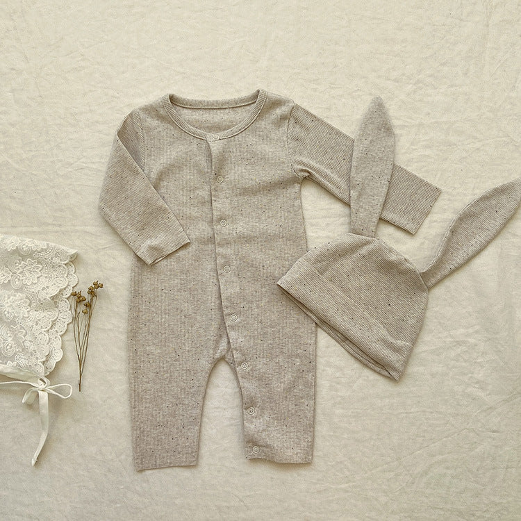 Baby Solid Color Pit Strip Fabric Long Sleeve bodysuit Or Jumpsuit (Without Hat)