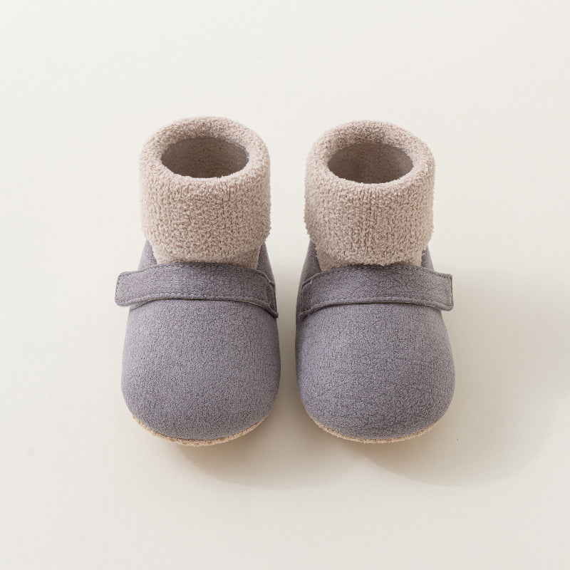 Winter Baby Girl Casual Color Patchwork Pattern Toddler Soft-Sole Walking Shoes
