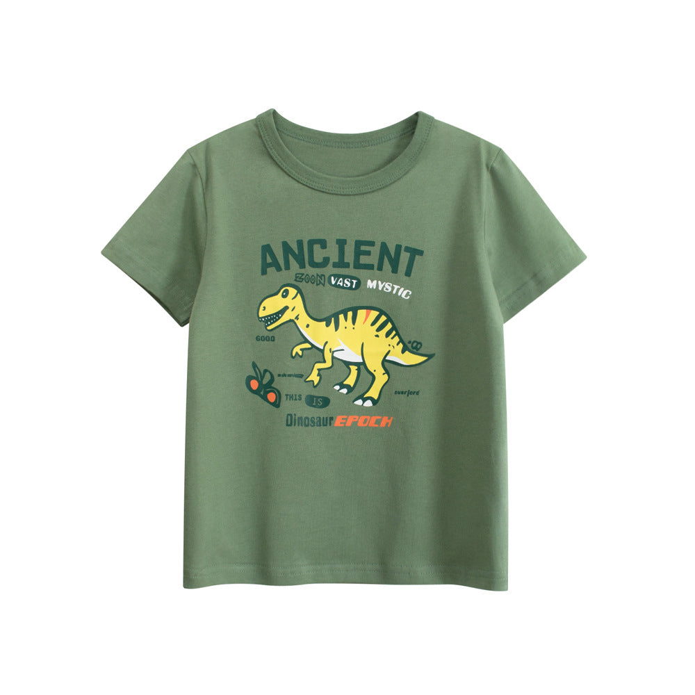Summer Boys’ Cartoon and Letters Print T-shirt in European and American Style-0