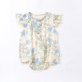 Summer Arrival Baby Girls Plain Floral Print Fly Sleeves Crew Neck bodysuit