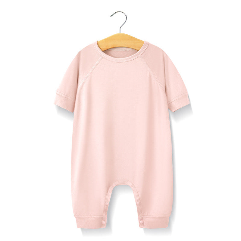 Baby Solid Color Medium Sleeve Summer Onesie Jumpsuit Pajamas