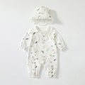 Spring New Arrival Baby Girls Flowers and Rabbits Pattern Romper with Cute Collar