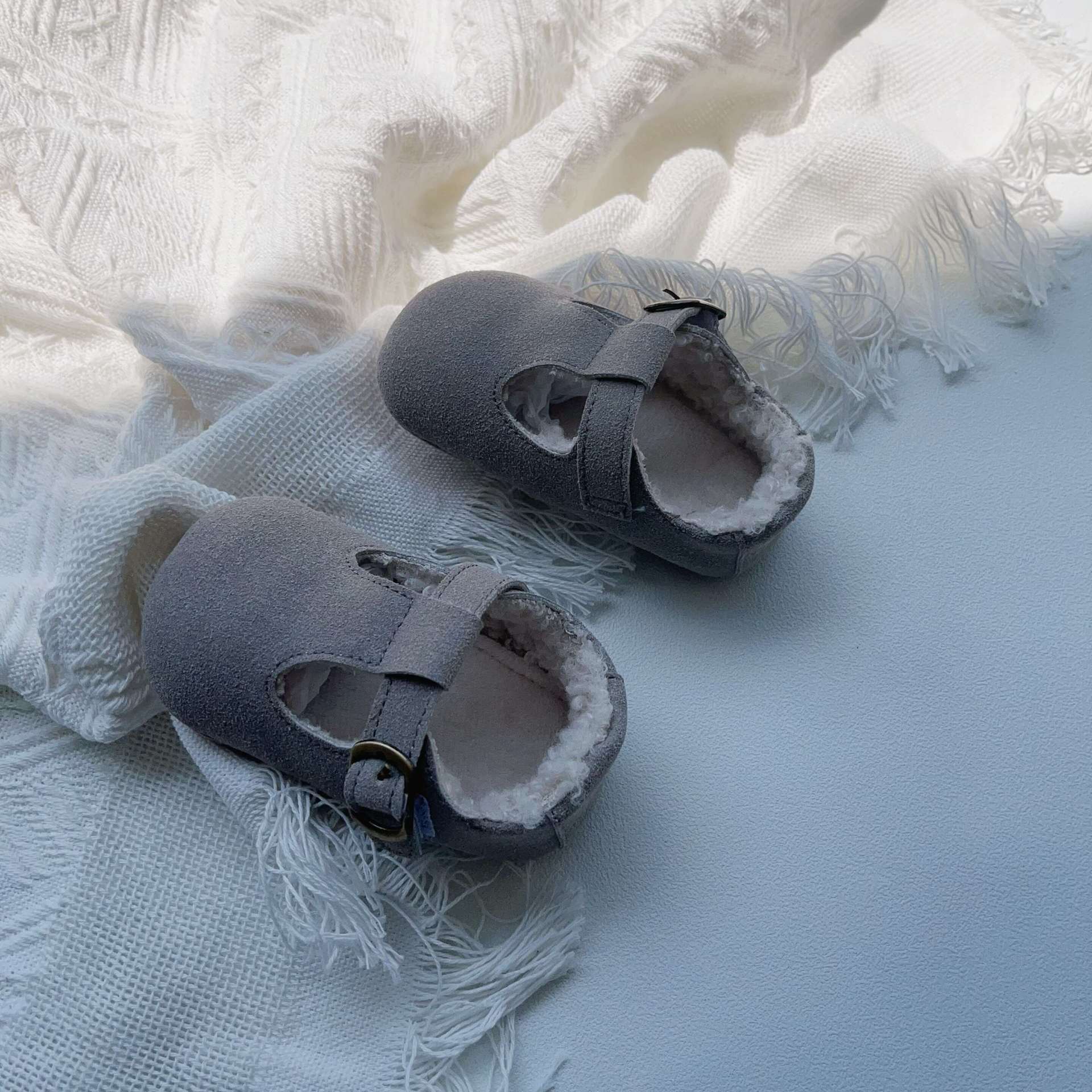 Arrival In Winter Baby Girl Solid Color Plush Warm Anti-Slip Shoes-6