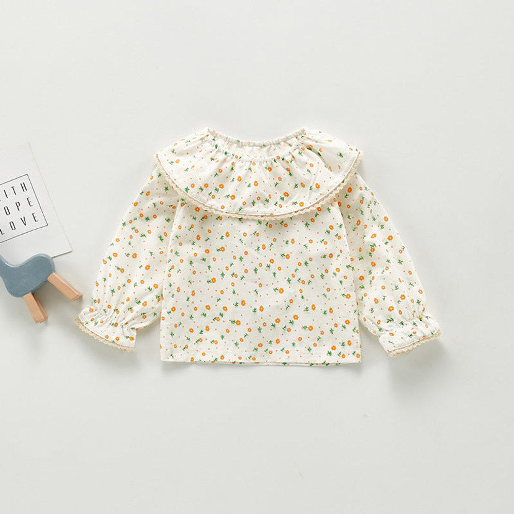 Autumn  Arrival Kids Girls Plaid/Floral Long Sleeves Shirt with Collar